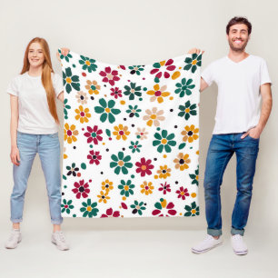 Whimsical Floral Dots Fleece Blanket