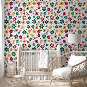Whimsical Floral Dots Wallpaper
