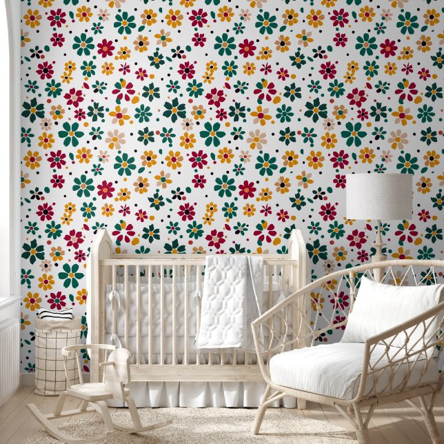 Whimsical Floral Dots Wallpaper (Kids)