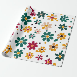 Whimsical Floral Dots Wrapping Paper