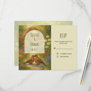 Whimsical Floral English Garden Wedding RSVP Card