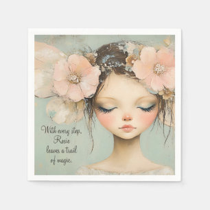 Whimsical Floral Fairy Butterfly Wings Custom Napkin