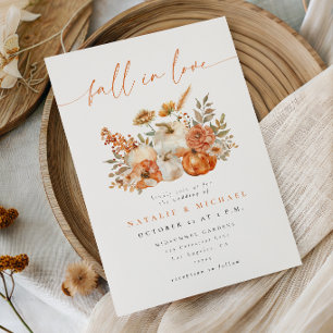 Whimsical Floral Fall in Love Wedding Invitation