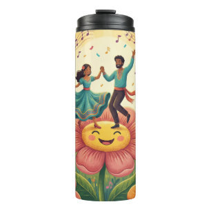 Whimsical "Floral Fiesta" Poster - Singing Flowe Thermal Tumbler