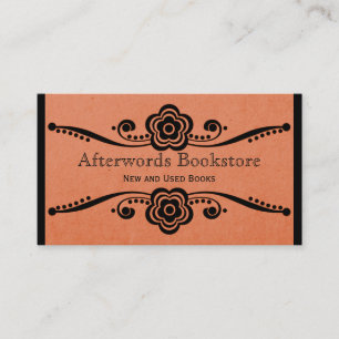 Whimsical Floral Flourish Business Card, Coral Card