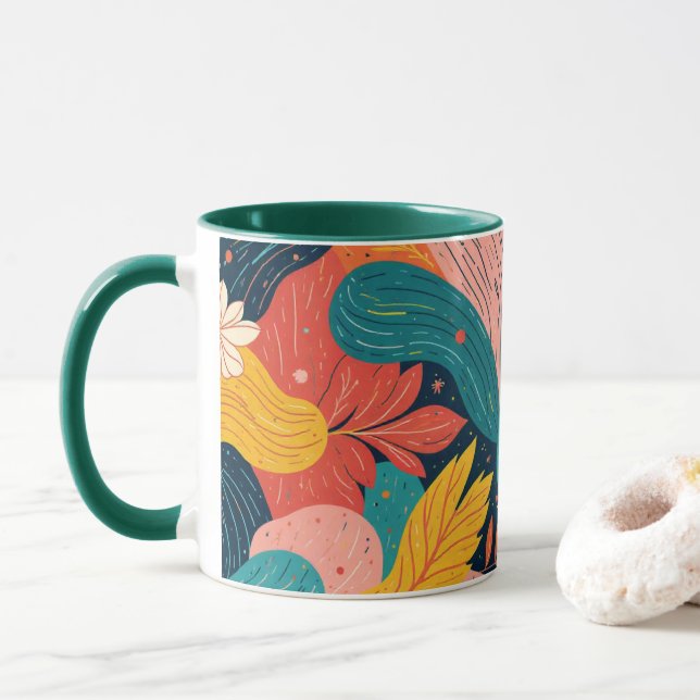 Whimsical Floral Flow Mug (With Donut)