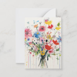 Whimsical floral, flowery card
