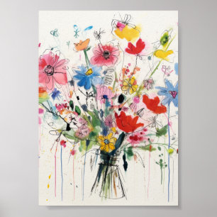 Whimsical floral, flowery poster