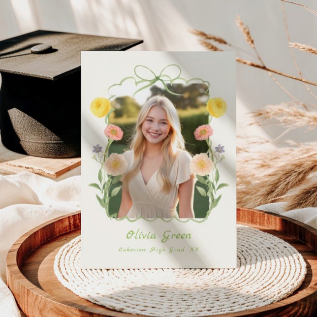Whimsical Floral Frame Graduation Invitation (Creator Uploaded)