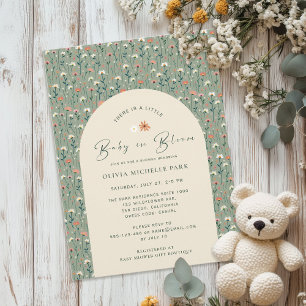 Whimsical Floral Garden Baby in Bloom Shower Invitation