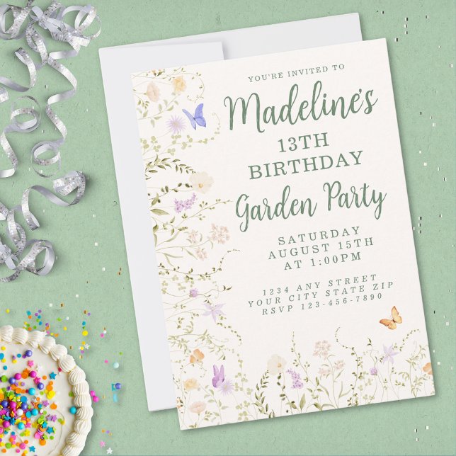 Whimsical Floral Garden Party Birthday Invitation (Creator Uploaded)