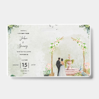 Whimsical Floral Garden Wedding Invitation – Elega ID Badge