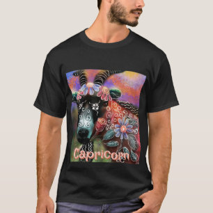 Whimsical Floral Goat Capricorn Personalised T-Shirt