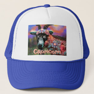 Whimsical Floral Goat Capricorn Personalised Trucker Hat