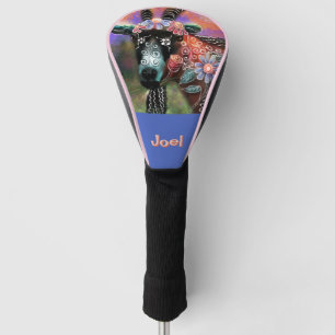 Whimsical Floral Goat Farm Animal Personalised Golf Head Cover