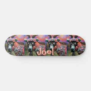 Whimsical Floral Goat Farm Animal Personalised Skateboard