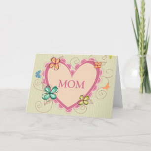 Whimsical floral heart mum mother's day card