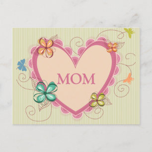 Whimsical floral heart mum mother's day post card