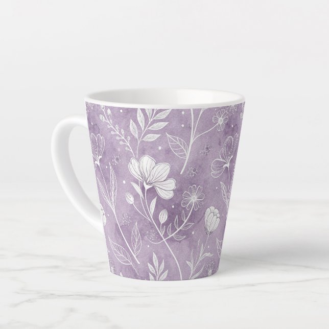 Whimsical Floral Latte Mug (Left Angle)