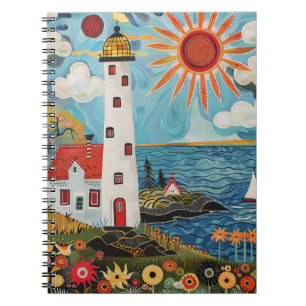 Whimsical Floral Light House Note Book