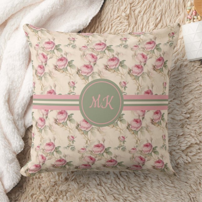 Whimsical Floral Monogrammed  Cushion (Blanket)