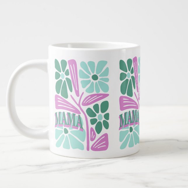 Whimsical Floral Mum  Large Coffee Mug (Left)