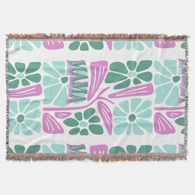 Whimsical Floral Mum  Throw Blanket (Front)