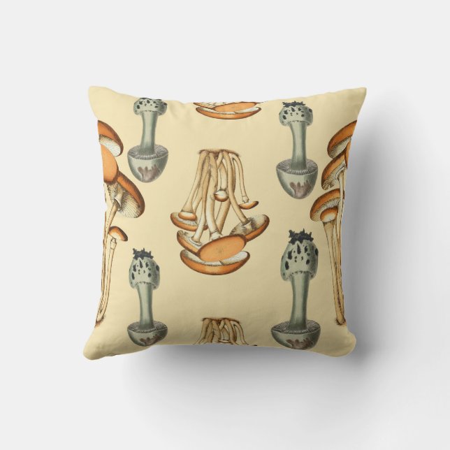 Whimsical Floral Mushroom Pattern Cushion (Back)