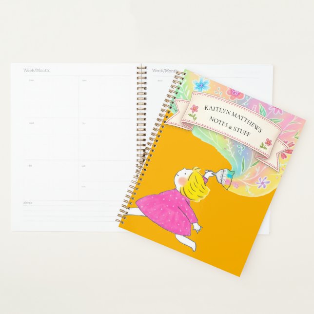 Whimsical Floral Paint Notes Notebook Planner (Display)