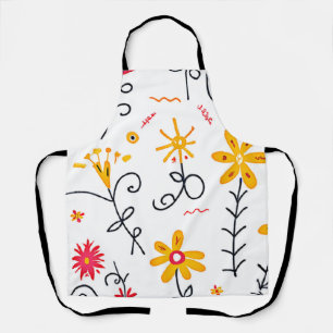 Whimsical Floral Pattern Apron