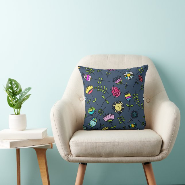 Whimsical Floral Pattern Art Design Cushion (Chair)