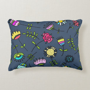 Whimsical Floral Pattern Art Design Decorative Cushion