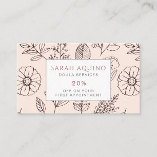 Whimsical Floral Pattern Doula Or Midwife Discount Card