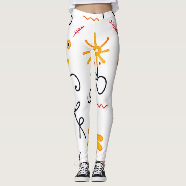 Whimsical Floral Pattern Leggings (Front)