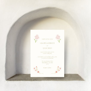Whimsical Floral Pink & Ivory Floral  Invitation