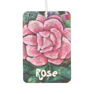 Whimsical Floral Pink Rose Art Nouveau Botanical Car Air Freshener