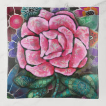 Whimsical Floral Pink Rose Art Nouveau Botanical