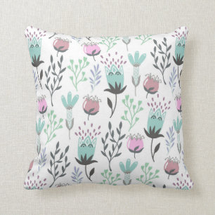 Whimsical floral pretty pastel colours cushion