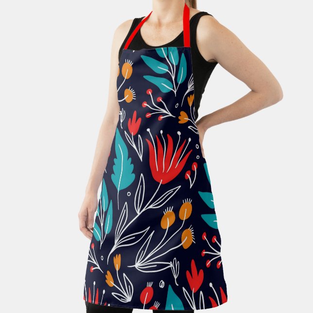 Whimsical Floral Print Apron (Insitu)