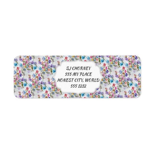 WHIMSICAL FLORAL RETURN ADDRESS LABEL (Front)