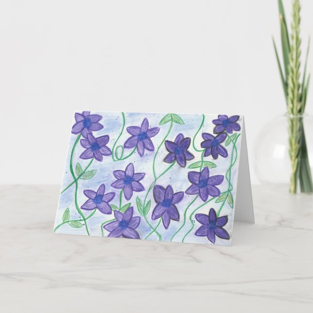 Whimsical-Floral River Greeting WaterColor Colour Card (Front)