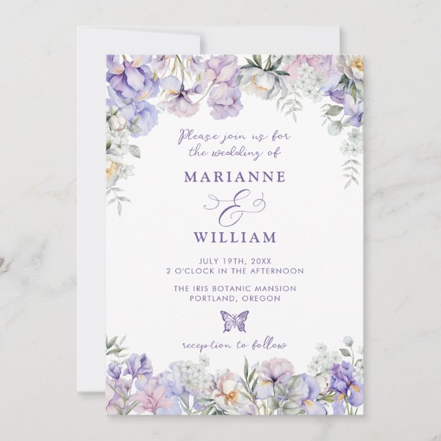 Whimsical Floral Romantic Garden Wedding Invitation (Front)