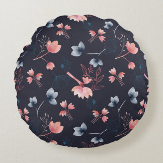 Whimsical Floral  Round Cushion
