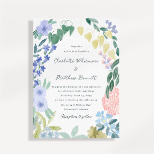 Whimsical Floral Script Wedding Invitation
