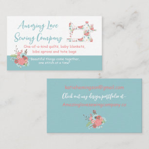 Whimsical Floral Sewing Machine Business Car Busin Business Card