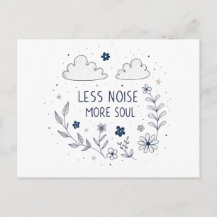 Whimsical Floral Soul Quote Line Art Postcard