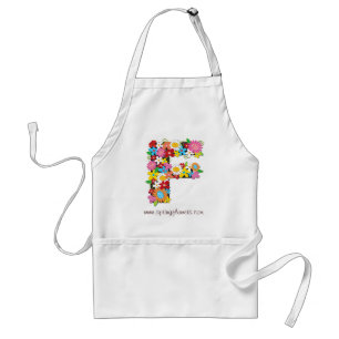 Whimsical Floral Spring Flowers Monogram Apron