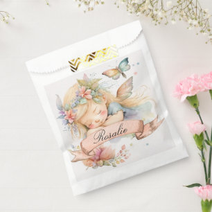 Whimsical Floral Sweet Dreams Sleeping Fairy Girl Favour Bag