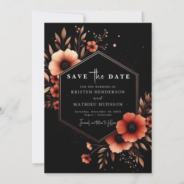 Whimsical Floral Terracotta Wedding Save The Date (Front)
