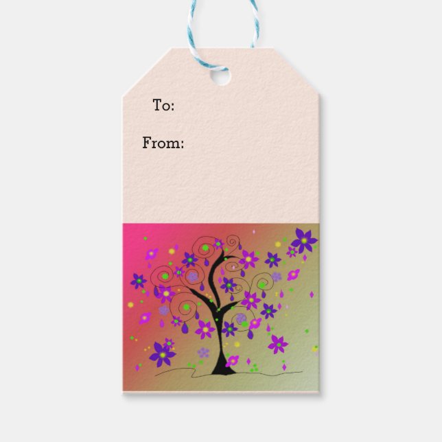 Whimsical Floral Tree Gift Tags (Front)